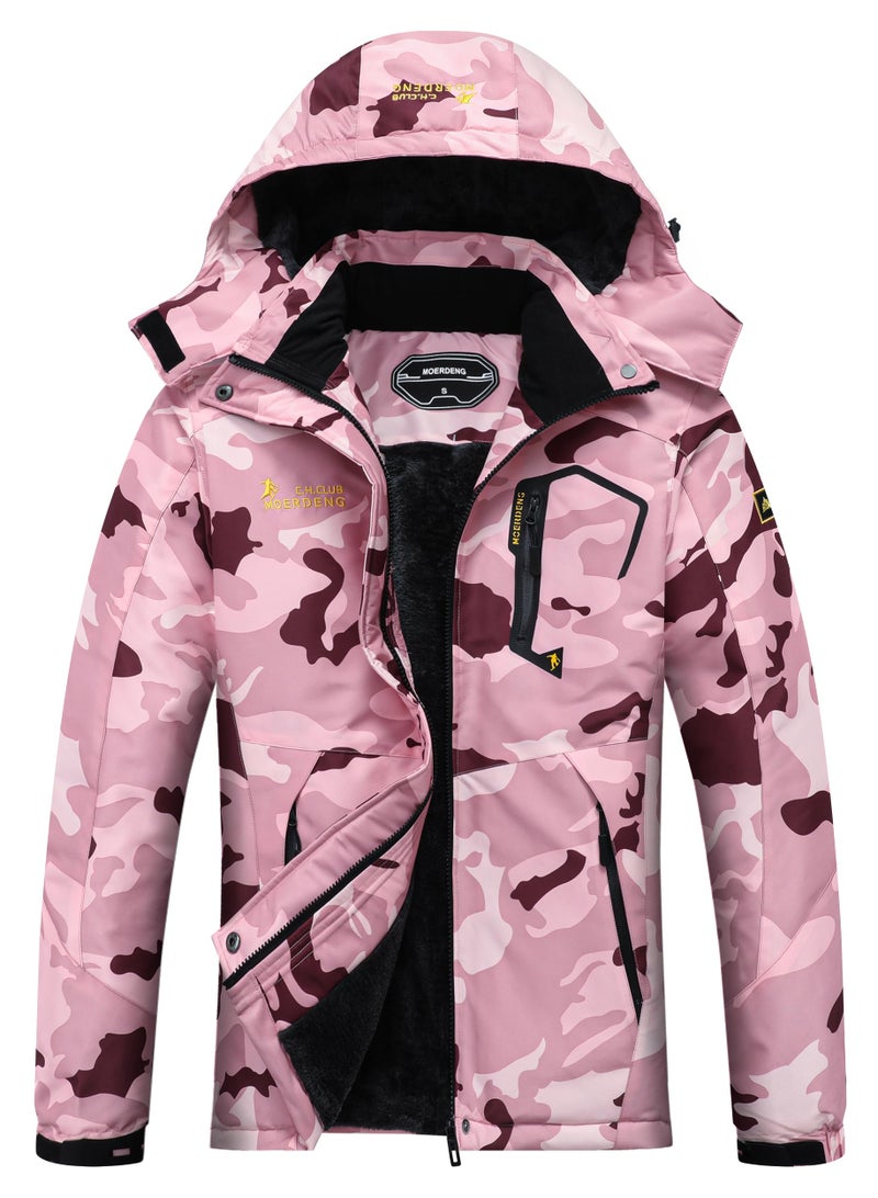 MOERDENG Women's Waterproof Ski Jacket Warm Winter Snow Coat Mountain Windbreaker Hooded Raincoat Jacket - Image 1